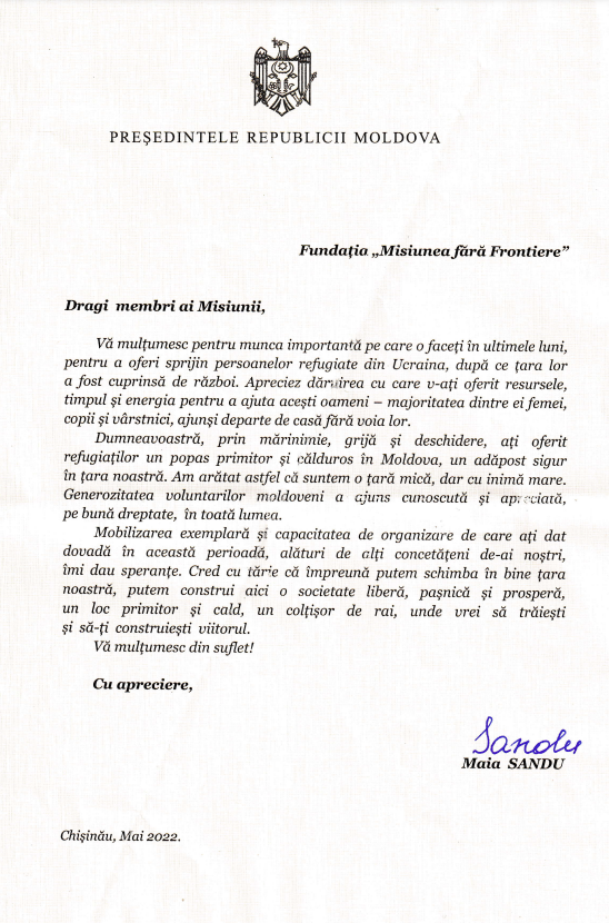 A message from the President of Moldova