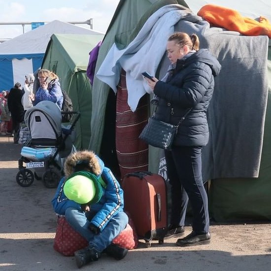 Refugees with tents